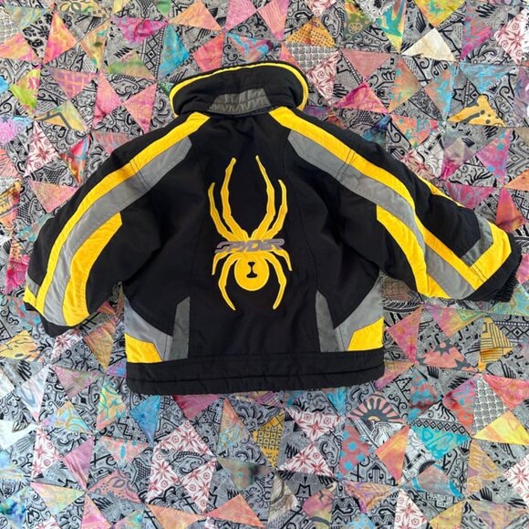 Spyder Jacket Boys 4 Black Yellow Snowboard Winter Coat Snow Youth Small To Tall - Picture 7 of 8